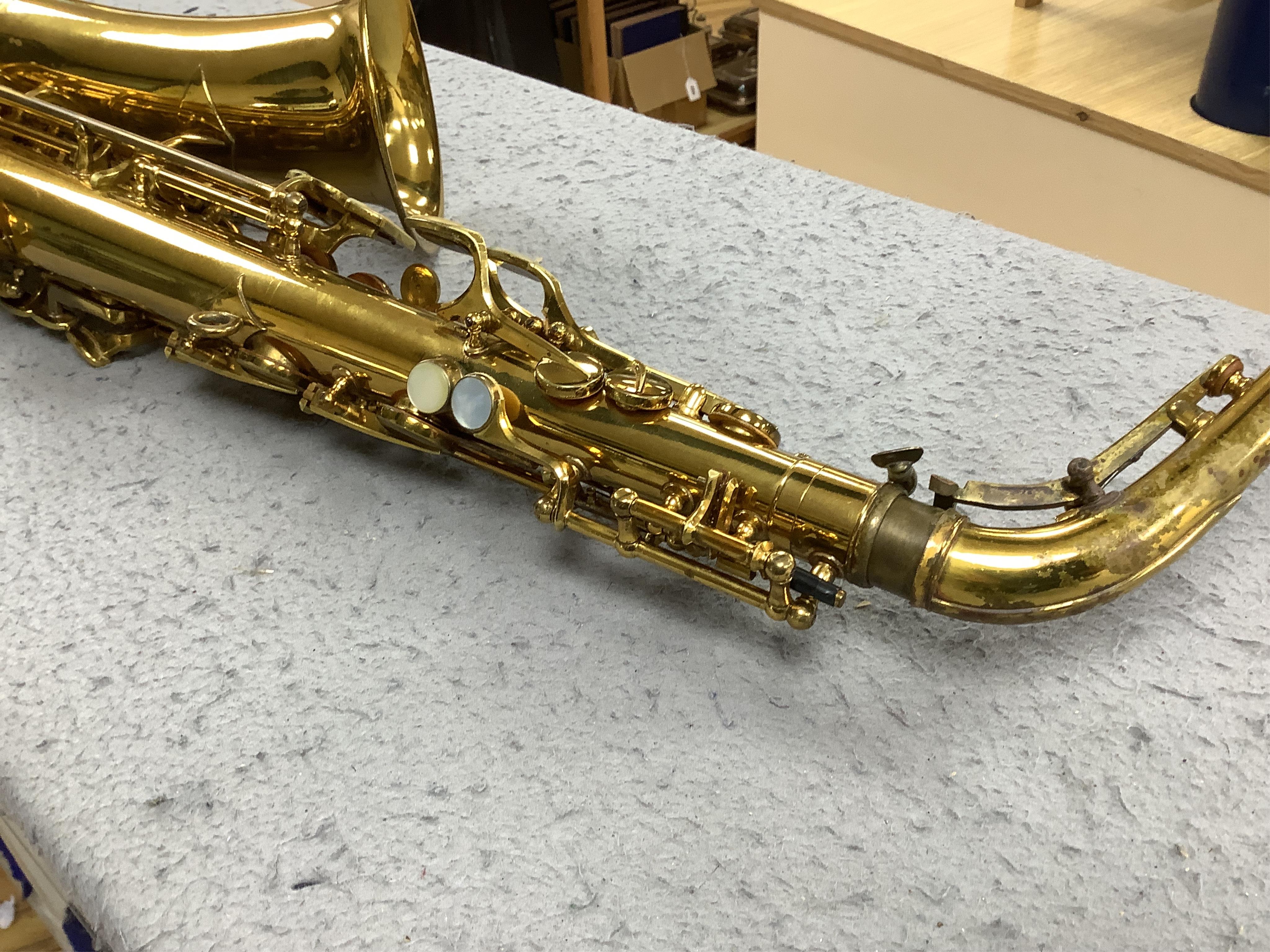 A cased Pennsylvania Special alto saxophone (pads are understood to have been replaced). Condition - fair to good.